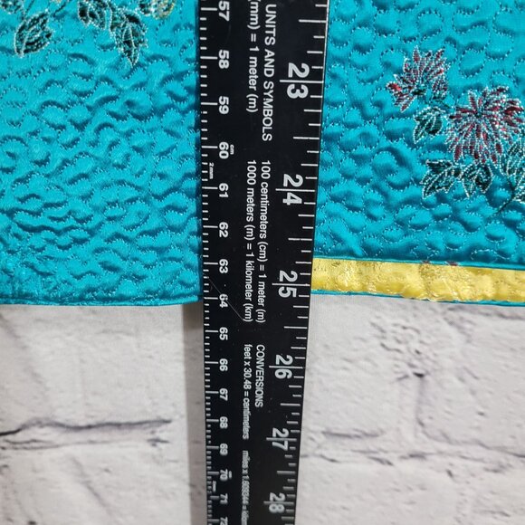 Vtg Solz Squirrel Aqua Blue Floral Reversible Kimono Embroidered Jacket Medium - Picture 6 of 9